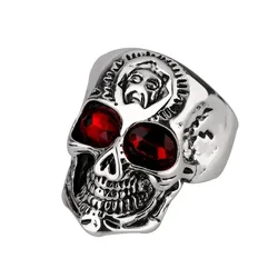 A European and American cracked skull head men's ring. Rock hip-hop gothic ring. Suitable for daily decoration and parties.