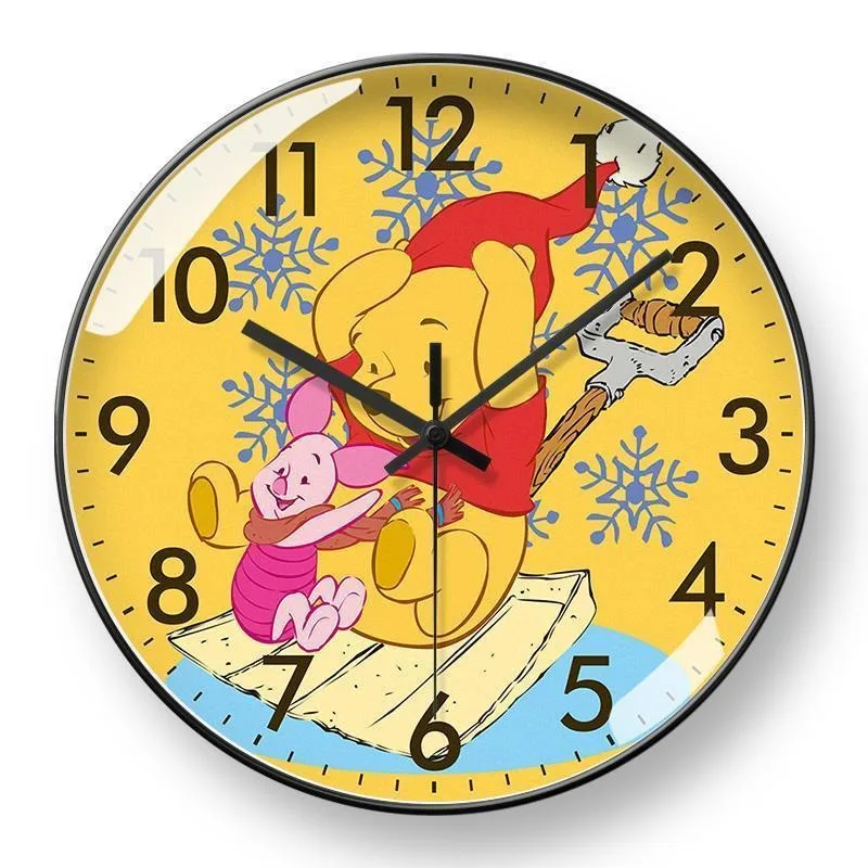 Winnie the Pooh Cartoon Animation Creative Wall Clock Children's Room Wall Decoration Silent Clock Gift for Boys and Girls