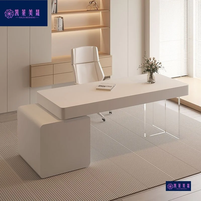 

Hxl cream style desk pure white normcore writing desk consultation table with drawer