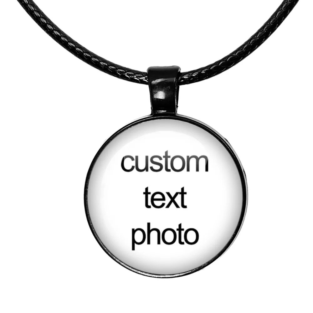 

Custom Photo Black Rope Chain Necklace Personalized Glass Cabochon Pendant Necklace Baby Mom Dad Family Anniversary Gift