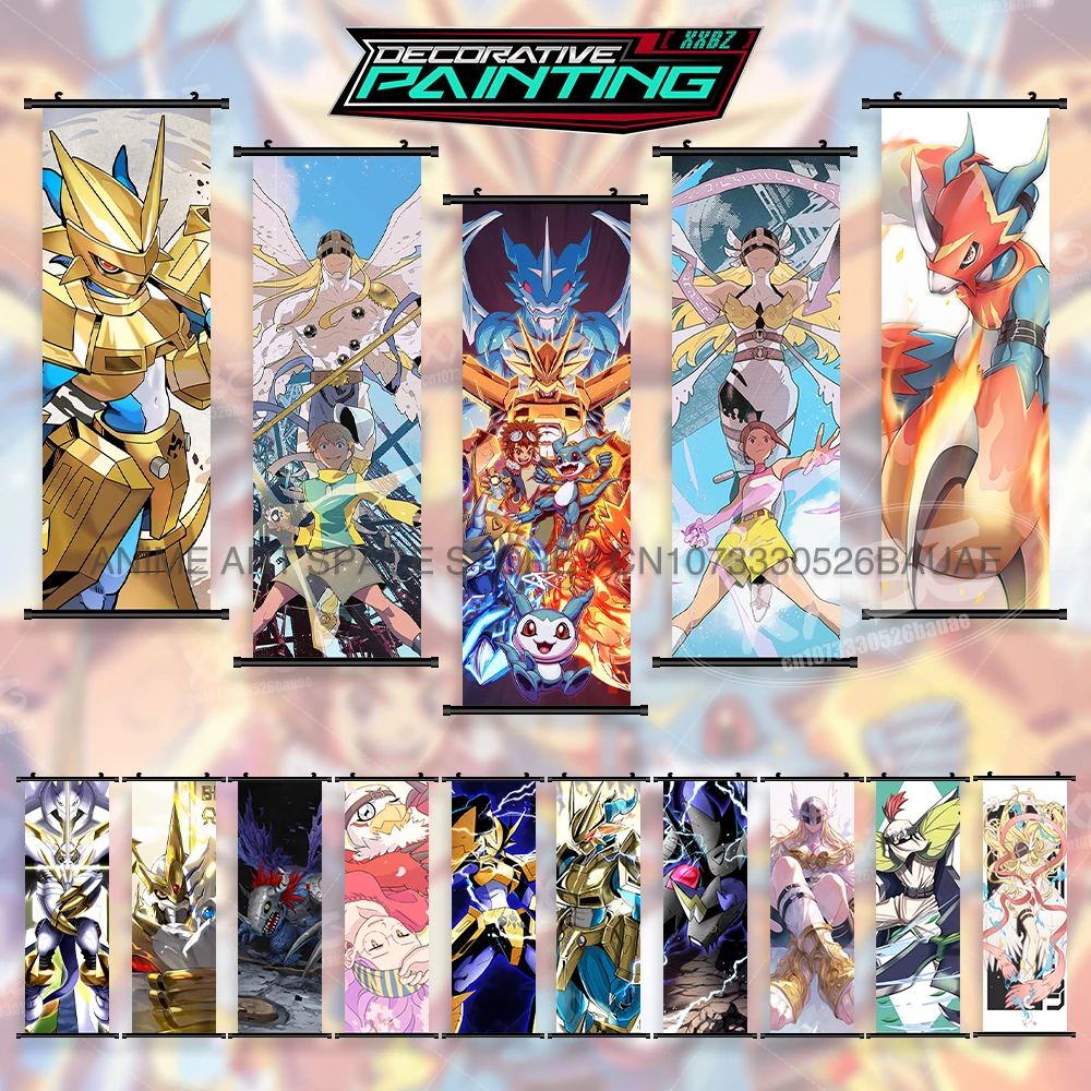 

Vintage Anime Home Decor Prints Wall Art Poster Digimon: Digital Monsters Canvas Scrolls Pictures Living Room Hanging Painting