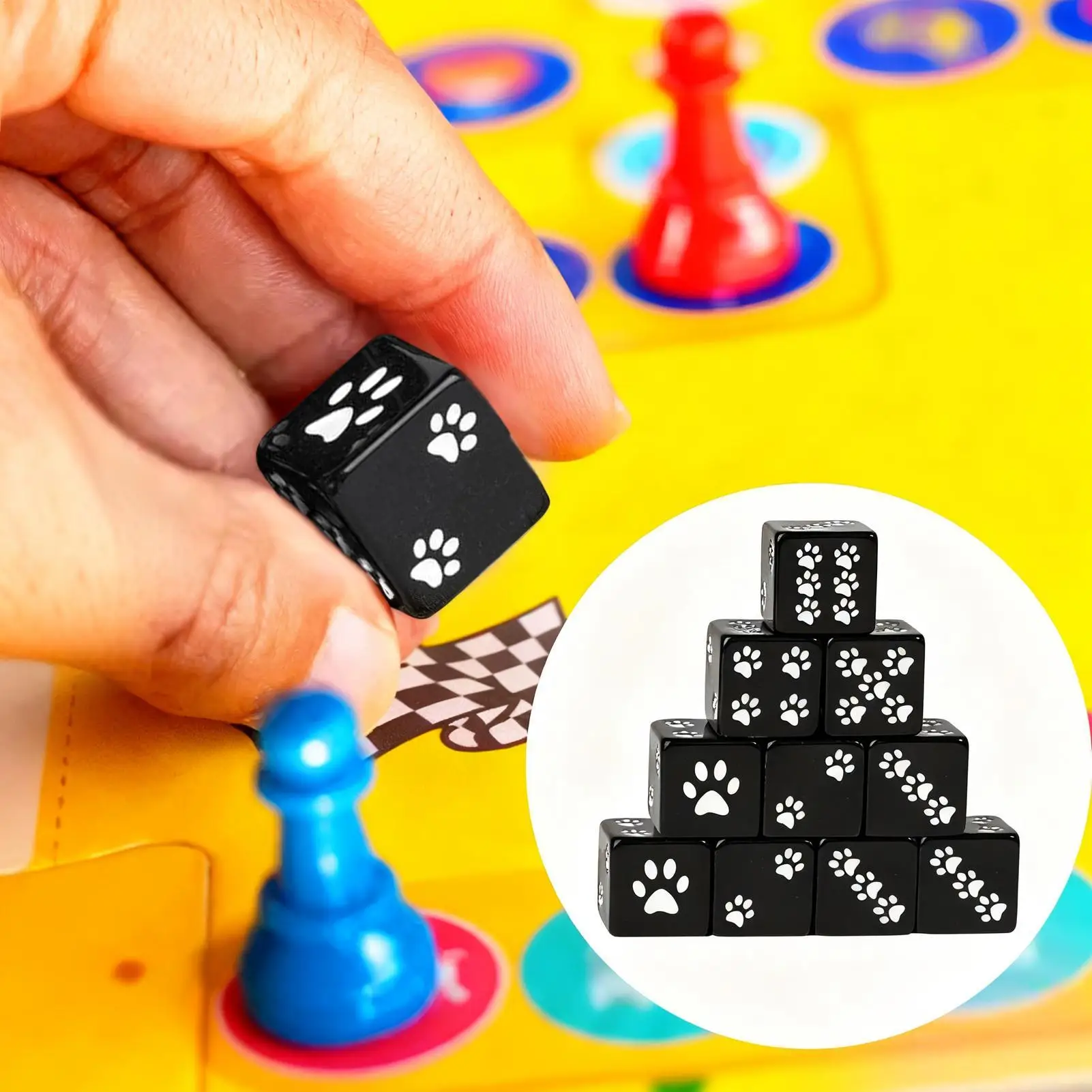 لعبة الطاولة النرد عرض الديكور 10 قطع القط باو نمط مجلس لعبة النرد للتخييم المنزل نزهة عنبر السفر الأسرة #2