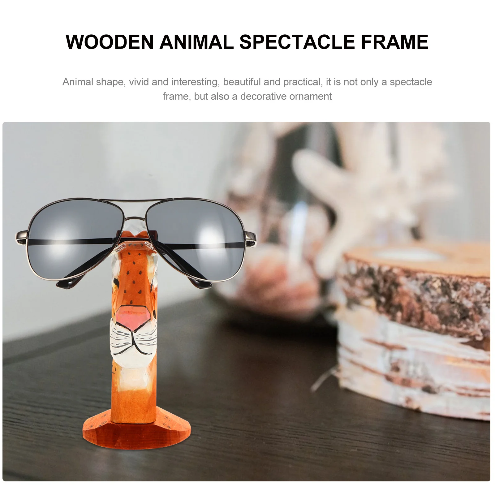 

1Pcs Wooden Eyeglasses Frame Creative Animal Shape Glasses Holder Desktop Ornament Decor Glasses Frame Desktop Decor