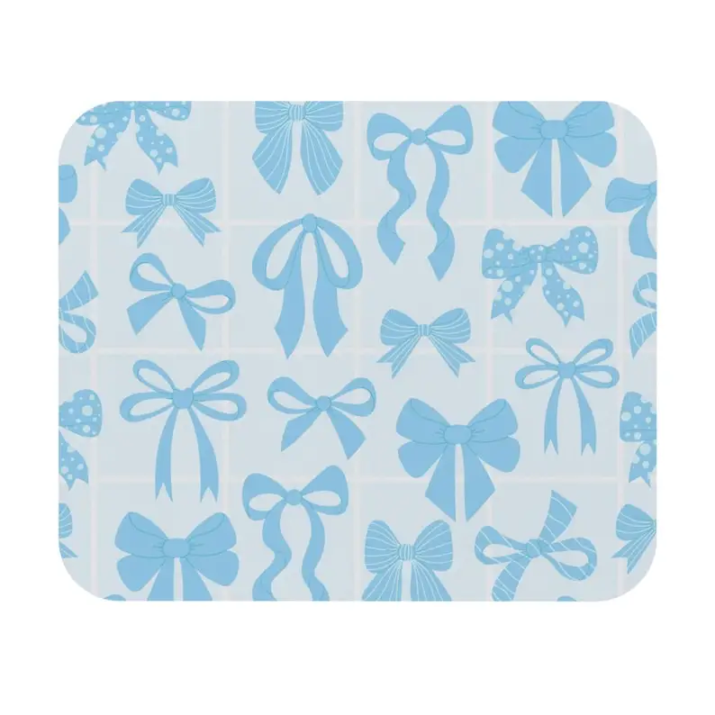 

Blue bow pattern mouse pad, computer desktop decoration, rubber material anti-slip high-quality desk pad