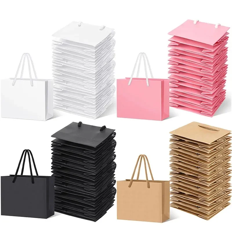 8/16 Stück hochwertige Kraftpapiertüten mit Griffen, wiederverwendbare Schmuck- und Kleidungsverpackung für Hochzeit, Geburtstag, Party, Geschenke – Detail 5