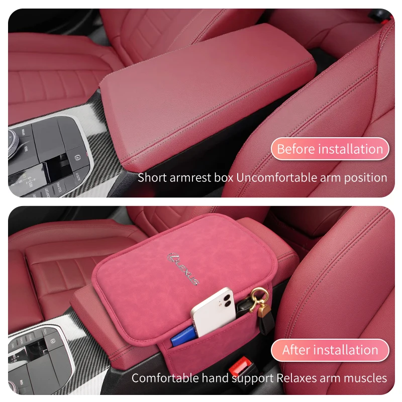 Universal Car Armrest Box Pad Central Control Storage Bag For Lexus CT ES GS NX IS250 CT200h IS300h ES300h ERX400h NX300h