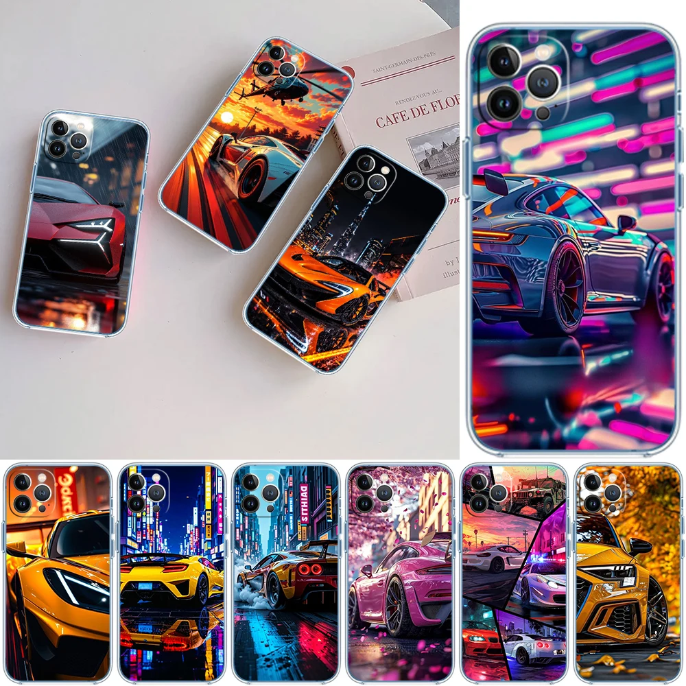 MN49 Supercar Car Transparent Phone Case for Samsung Galaxy A04 A04S A14 A23 A34 A54 M23 M33 M52 M53