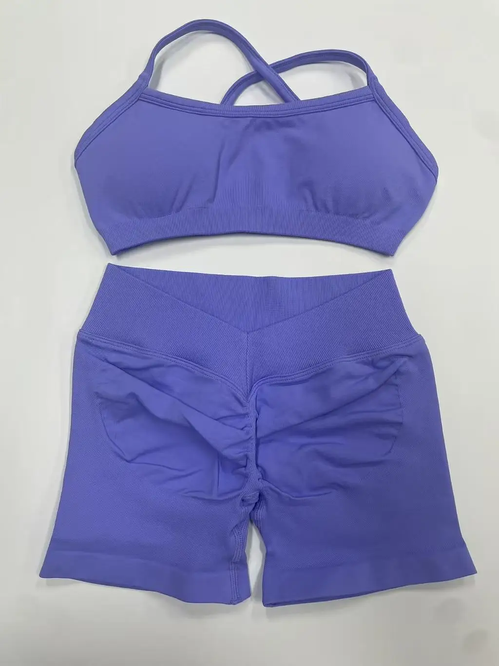 2 Pieces Set For Woman Clothes Seamless Scrunch Yoga Shorts Set Backless ktp Sports Bra Fitness Workout Top Gym Set Outfits