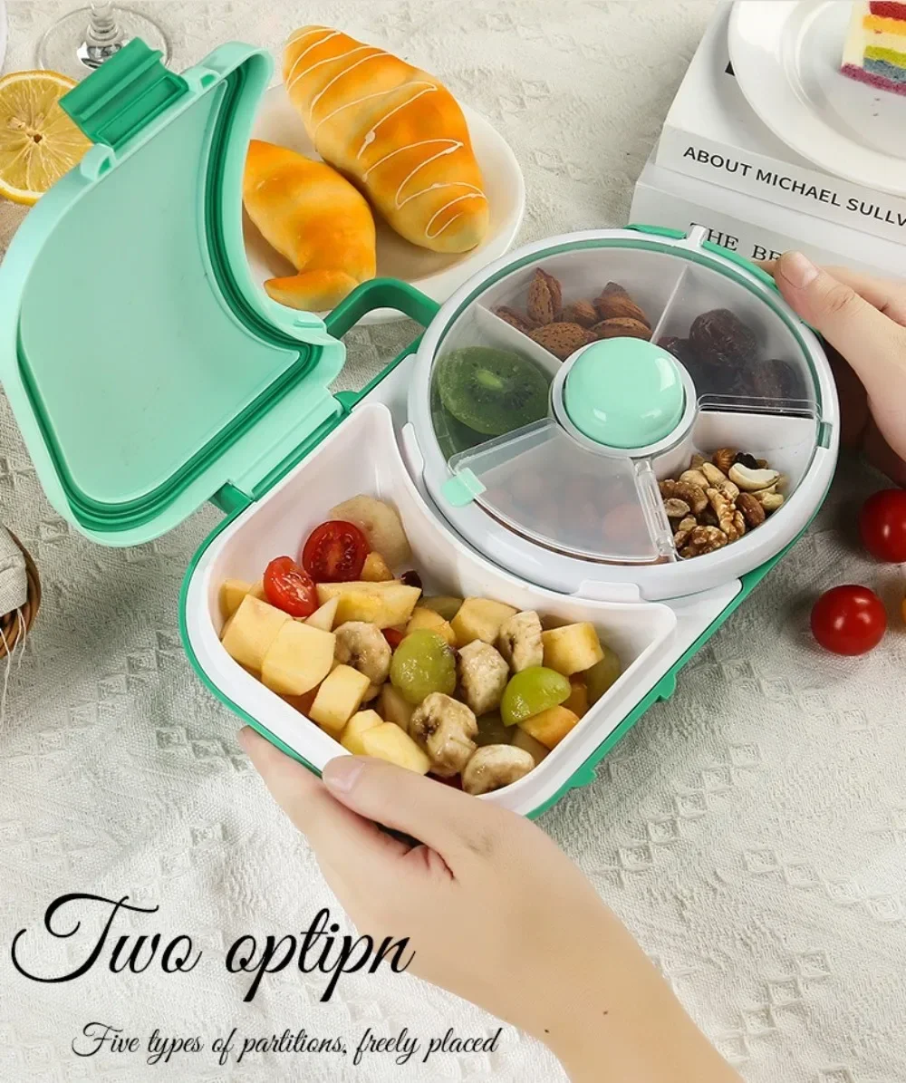 

Lunch Box Rotating 5-Compartment Bento Camping Meal Box Snack Organizer Proof Lid Portable Lunch Container for Adults Kids Gift