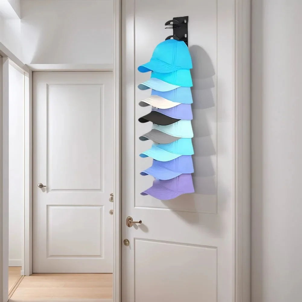 Baseball Cap Display Rack Hold Up To 10 Hats Cap Storage Rack Punching/Self Adhesive Hat Hanger Holder for Wall Door Closet