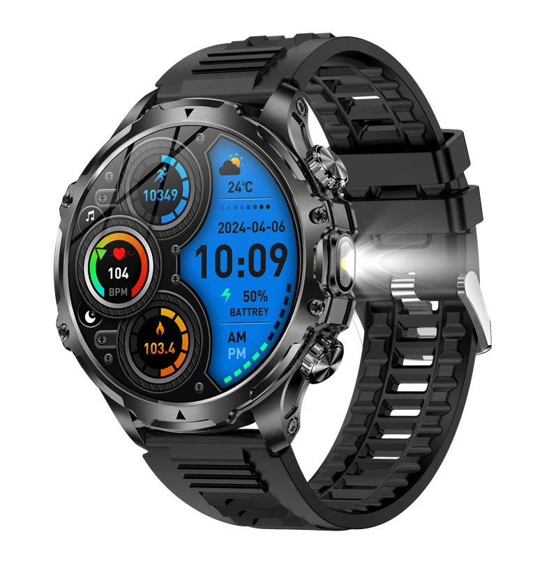 AK75 Smart Watch Flashlight 1.9inch Men Outdoors Sports Fitness