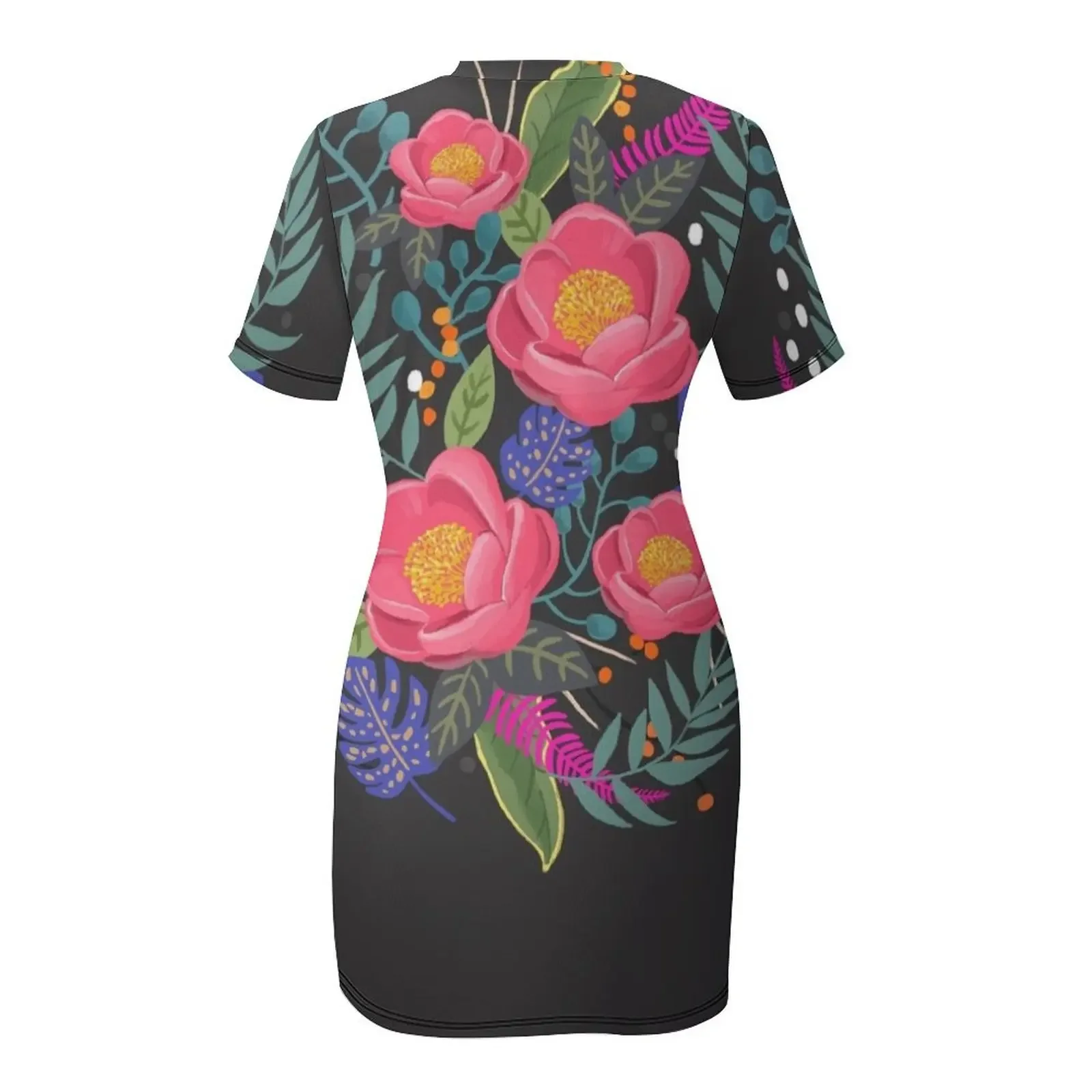 فستان بأكمام قصيرة مطبوع عليه فن الزهر الليلي فساتين نسائية للنساء فساتين لحضور الحفلات الموسيقية 2025 #5