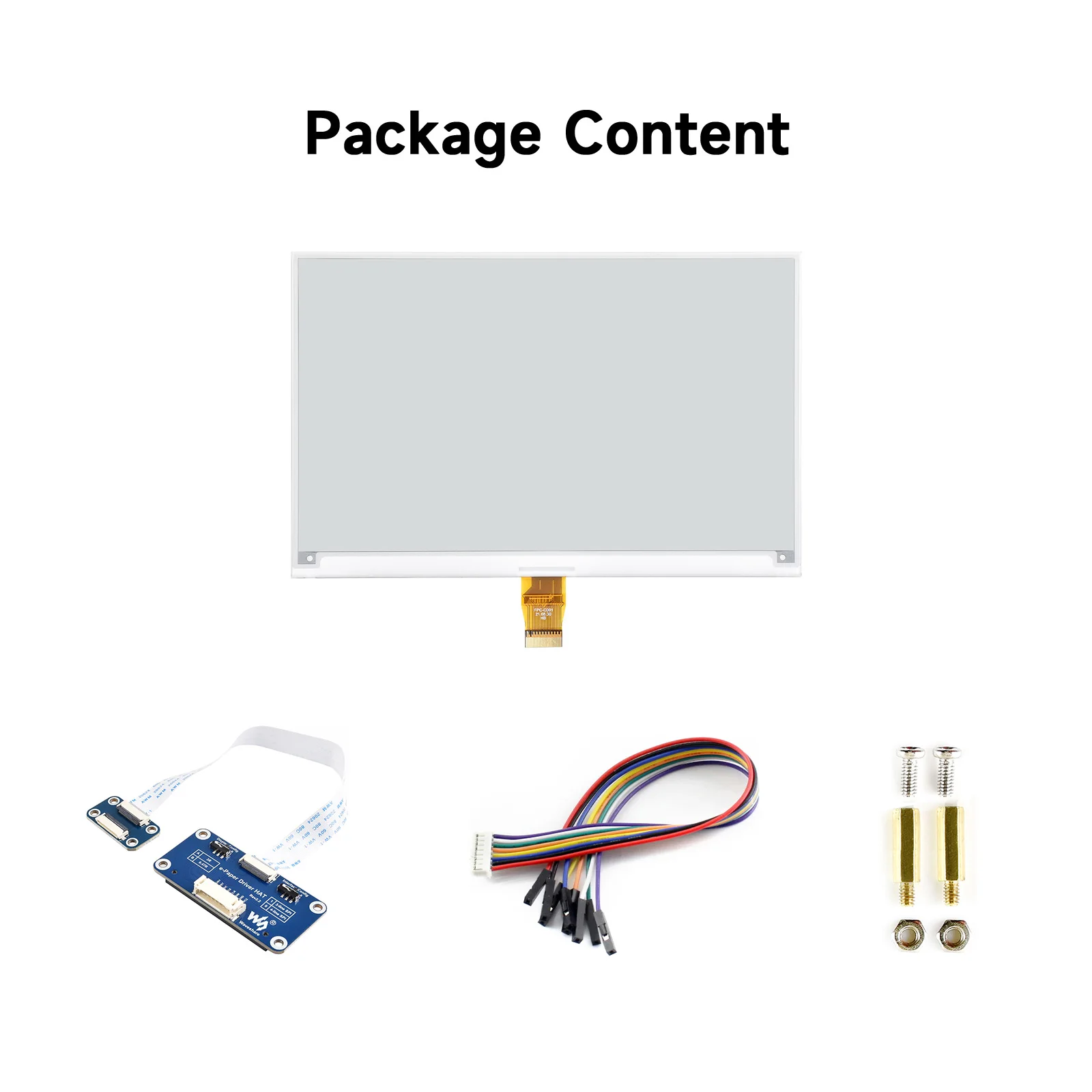 Waveshare 7.5inch E-Ink display HAT 800x 480 E-paper Module Black White, SPI No Backlight for Raspberry Pi 2B/3B/3B+/Zero