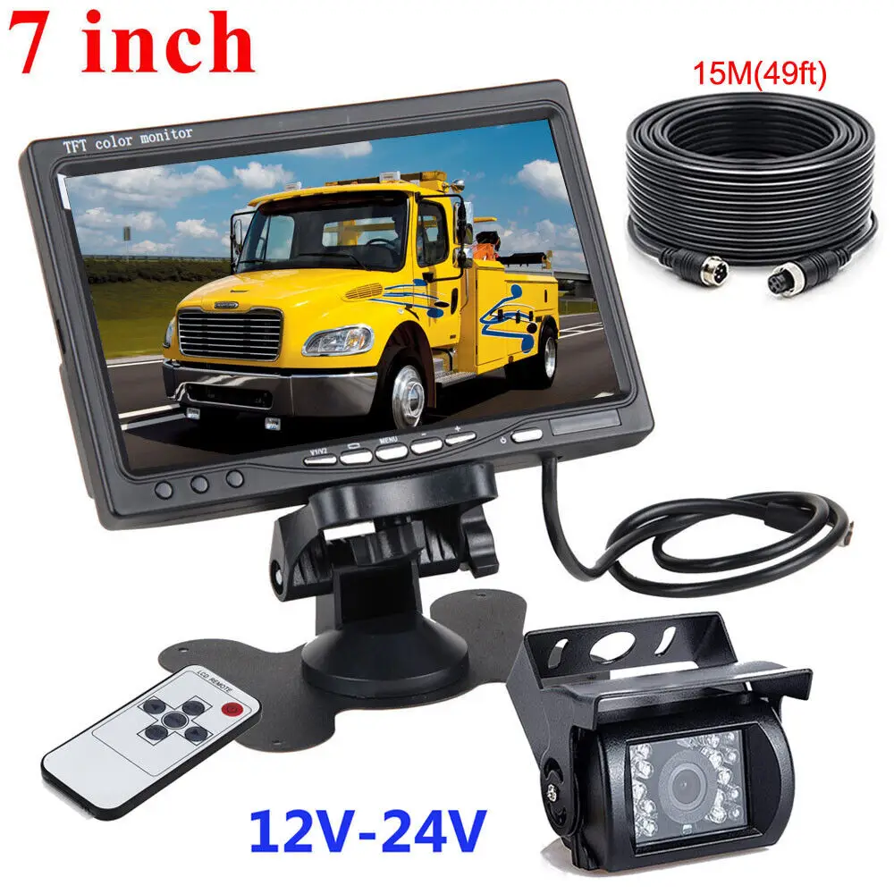 

4Pin Car IR Rear View Reversing Backup CCD Camera 7" HD Monitor Kit for RV Truck