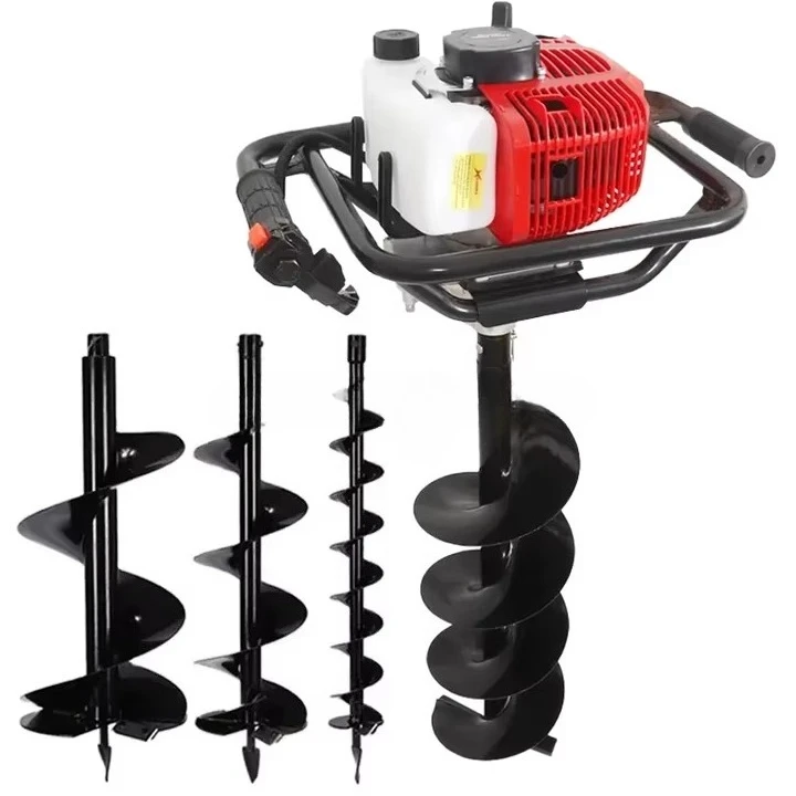 2-Stroke 52CC Earth Auger Gas Powered One Man Post Hole Digger Machine&Bit Lock  Auger Post Hole Digger Patio,Lawn & Garden