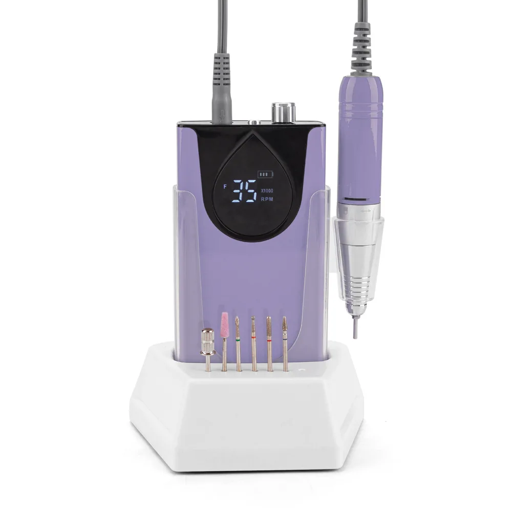 Elétrica profissional Manicure prego máquina broca, portátil, recarregável, sem fio, liga de alumínio, uso do salão, 35000 RPM