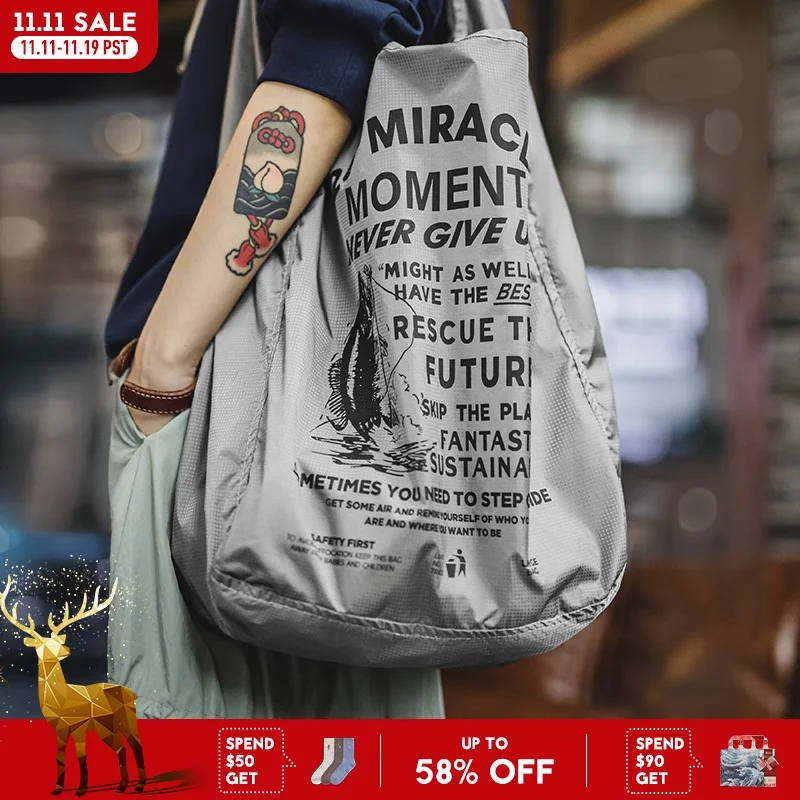 

Maden Grey Outdoor Lightweight bag Foldable Shoulder Women Bag Nylon Travel Crossbody Tote Large Capacity Handbag