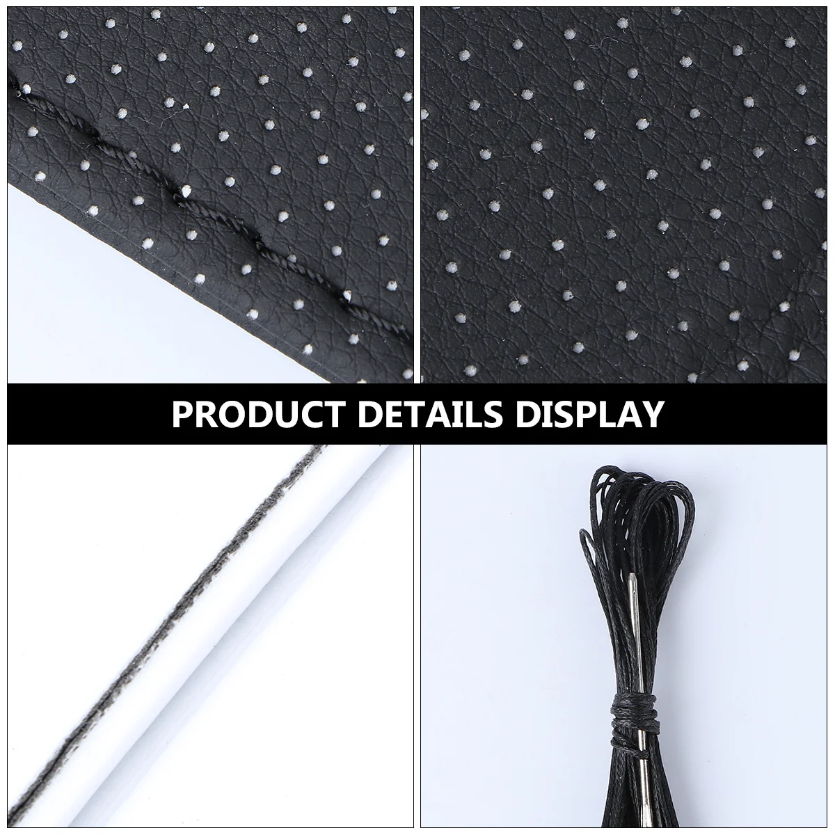 

Black PU Steering Wheel Cover Repair Fit 38cm Diameter Elastic Opening DIY Car Wheel Accessories Wrap Protector