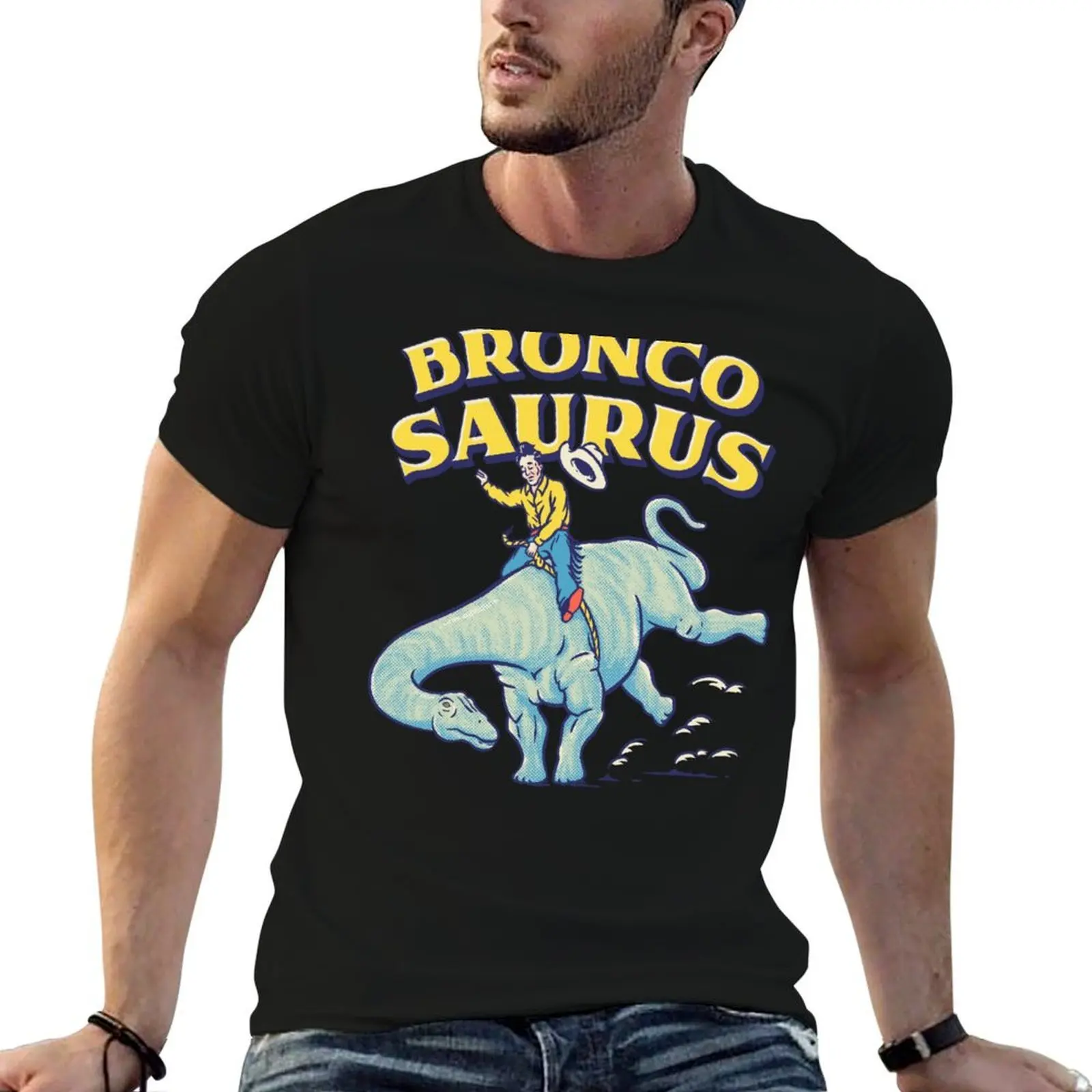 BroncoSaurus Rodeo Brontosaurus Cowboy Riding a Dino T-Shirt for a boy man clothes t shirts for men pack
