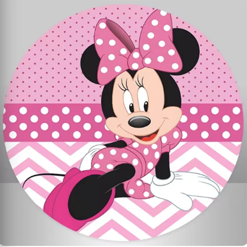 Minnie Mouse Round Backdrop 3 Cylinder Cover Background Photography Baby Shower Girl Birthday Party Dessert Table Decoration