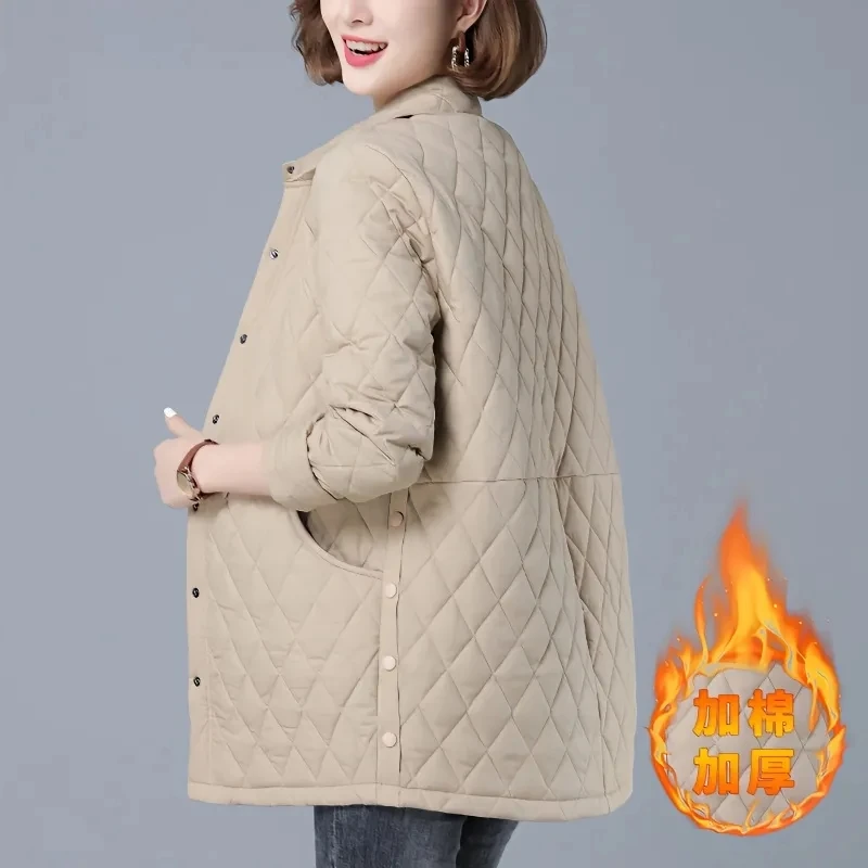 Autumn Winter Women Jacket Coat 2023 New Thicke Mid-Long Basic Cotton Jacket Quiltie Loose Warm Cotton Clothes Female Outerwear