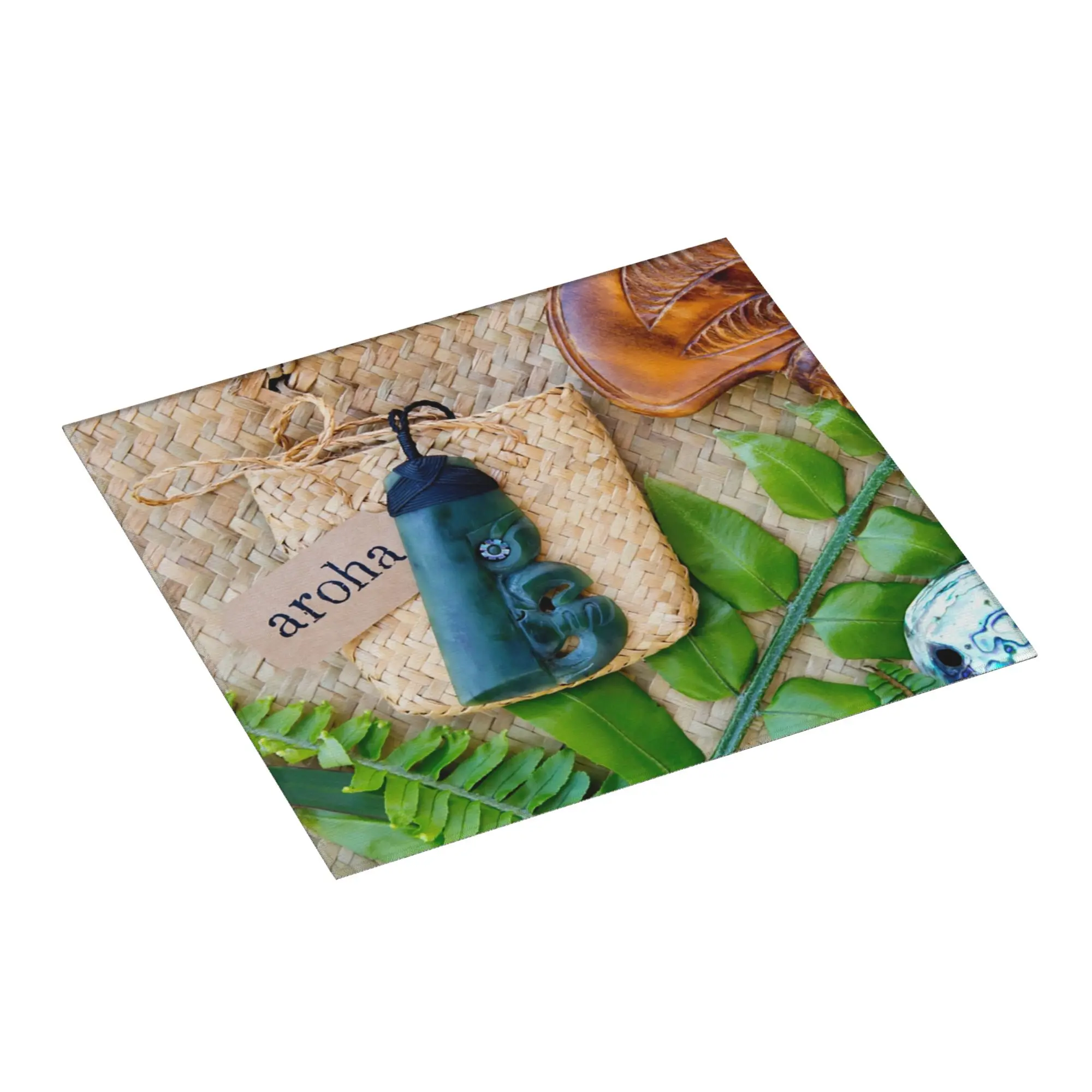 NZ Maori Theme Drying Mat For Kitchen Waterproof Reusable Toki Tiki Pounamu Greenstone Patu Bathroom Countertop Protector Mat