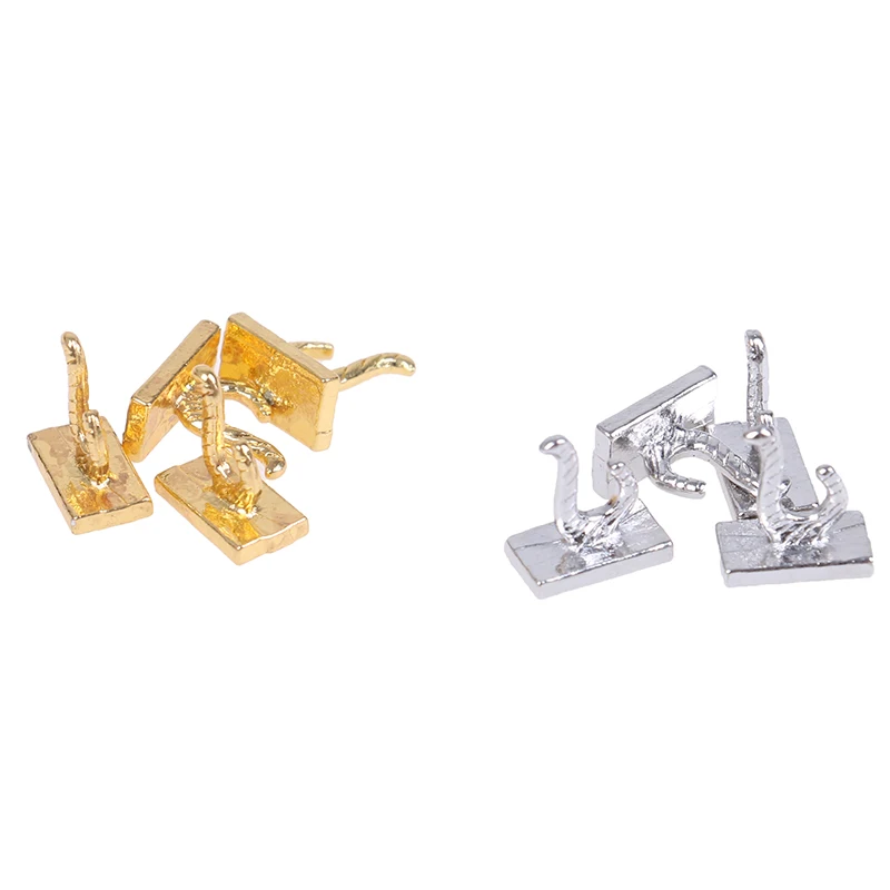 Perchero de pared de Metal para ropa en miniatura, accesorios de baño para casa de muñecas, 4 piezas, 1:12