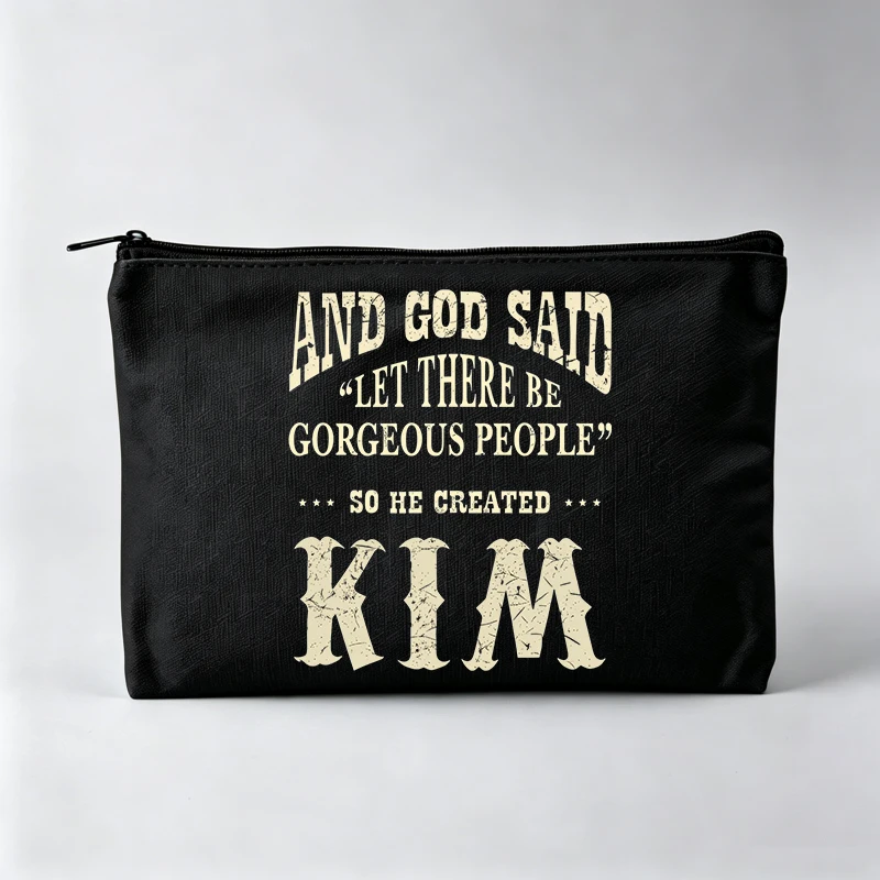 Women's Typography Print Makeup Bag, Vintage Style Cosmetic Pouch for Daily Use