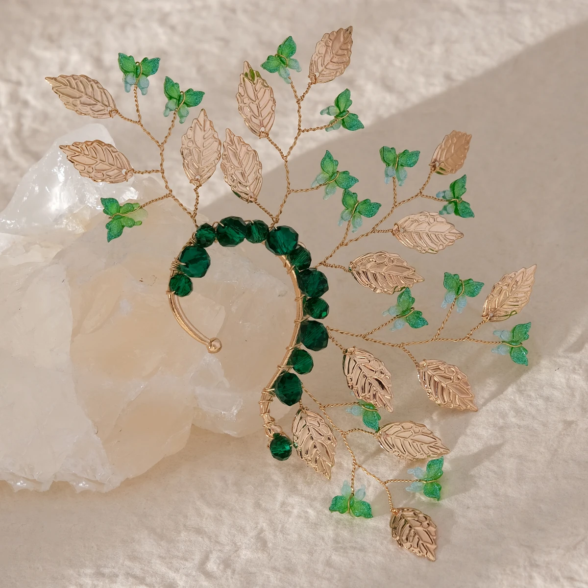 Luxus Metall Ohr Knochen Clips Braut Prinzessin Schmuck Perle und Strass handgemachte Ohrring Clips Prom Zubehör Geburtstagsgeschenke – Detail 2