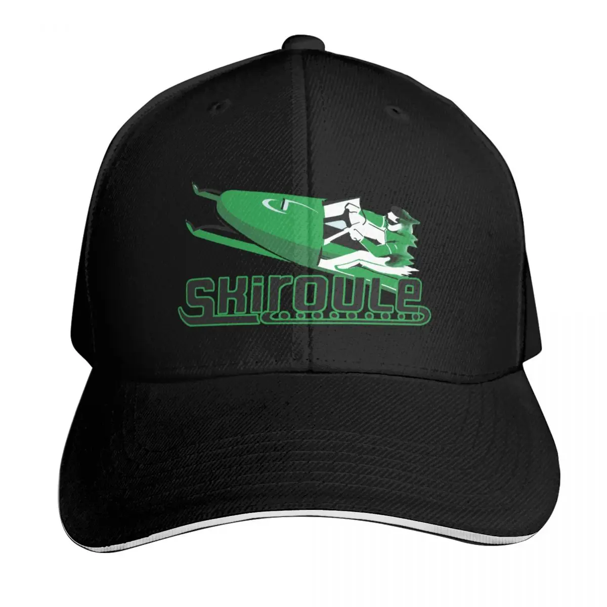 Green vintage Snowmobiling Baseball Cap Moisture Wicking Quick Dry Curved Brim Classic Fit Low Profile Unstructured