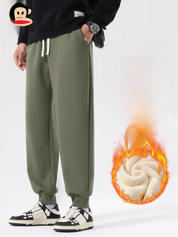 

Мужские зимние повседневные брюки с флисовой подкладкой и манжетами, свободного кроя, в американском стиле, молодежные, модные, износостойкие.