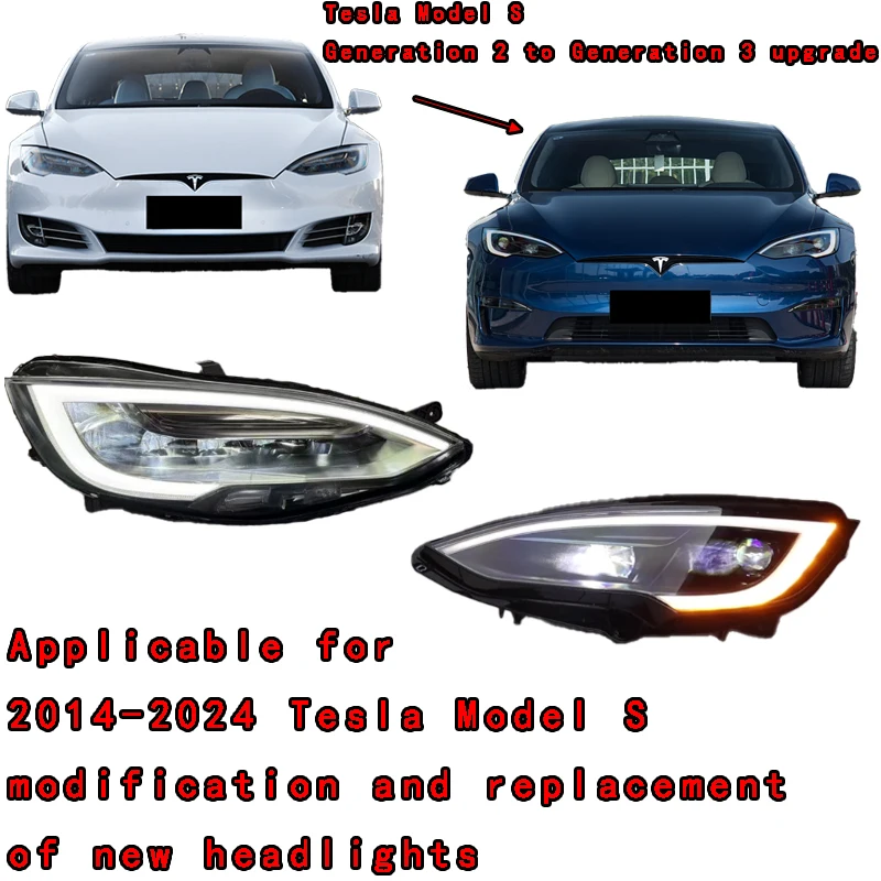 

For Upgrade Matrix LED Headlights For Model S 2016-2024 Direct Fit Front Bumper With 6000K White Bulbs New Condition2025