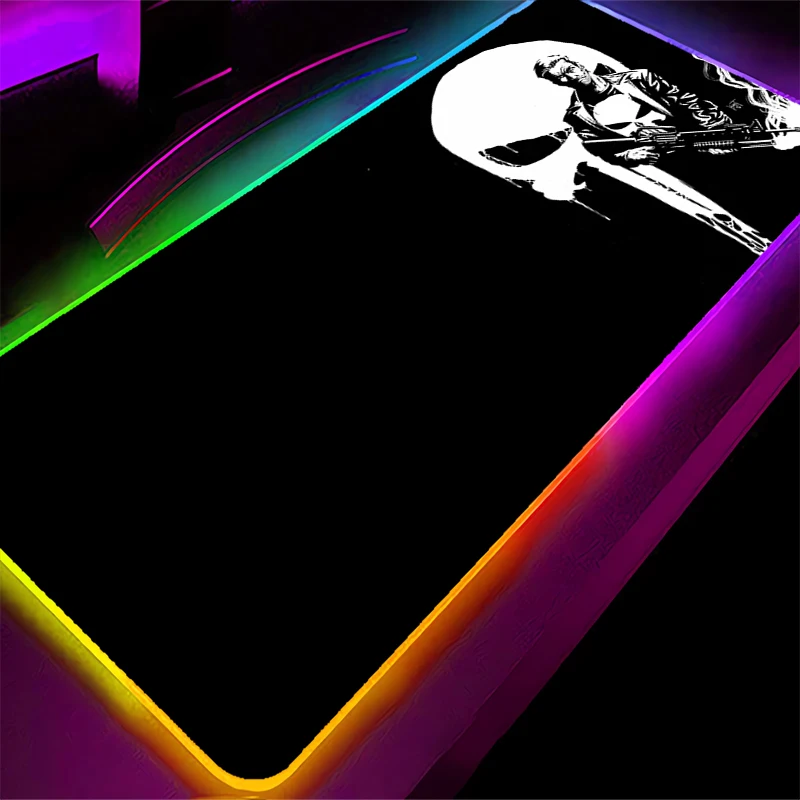 لوحة ماوس للألعاب RGB بإضاءة خلفية كبيرة لألعاب الكمبيوتر، لوحة ماوس LED بيضاء مطاطية مع حافة قفل، حصيرة ماوس الألعاب XXL