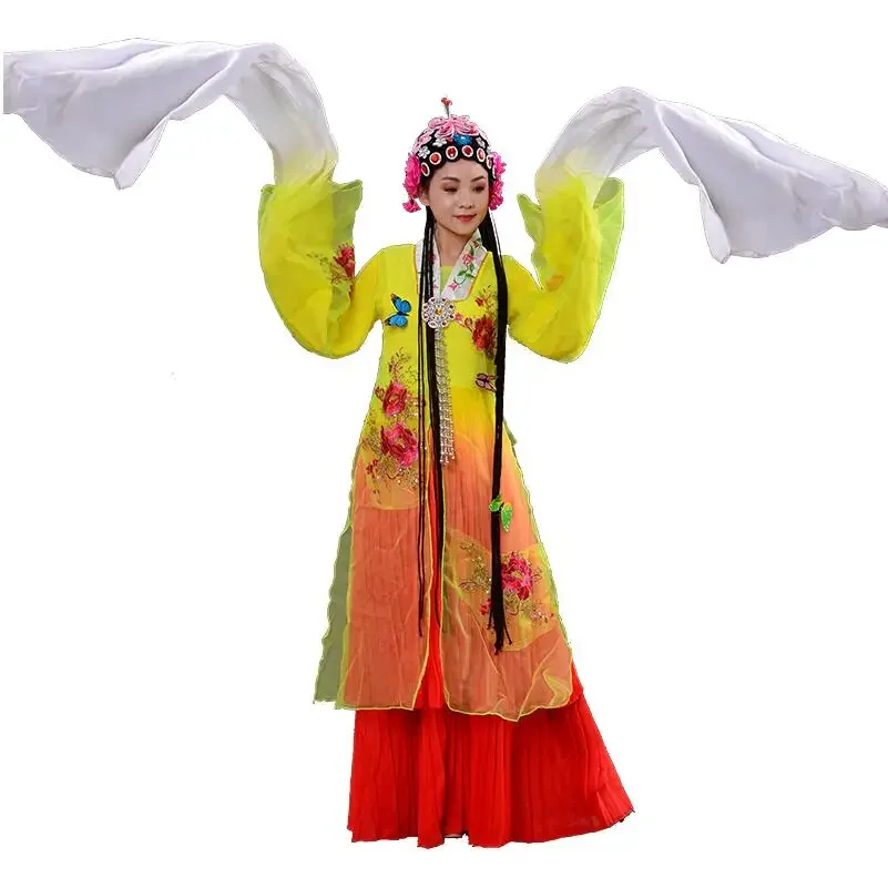فستان رقص شعبي صيني بأكمام طويلة، زي قديم، ملابس نسائية للمسرح، رداء ملابس أوبرا بكين التقليدية