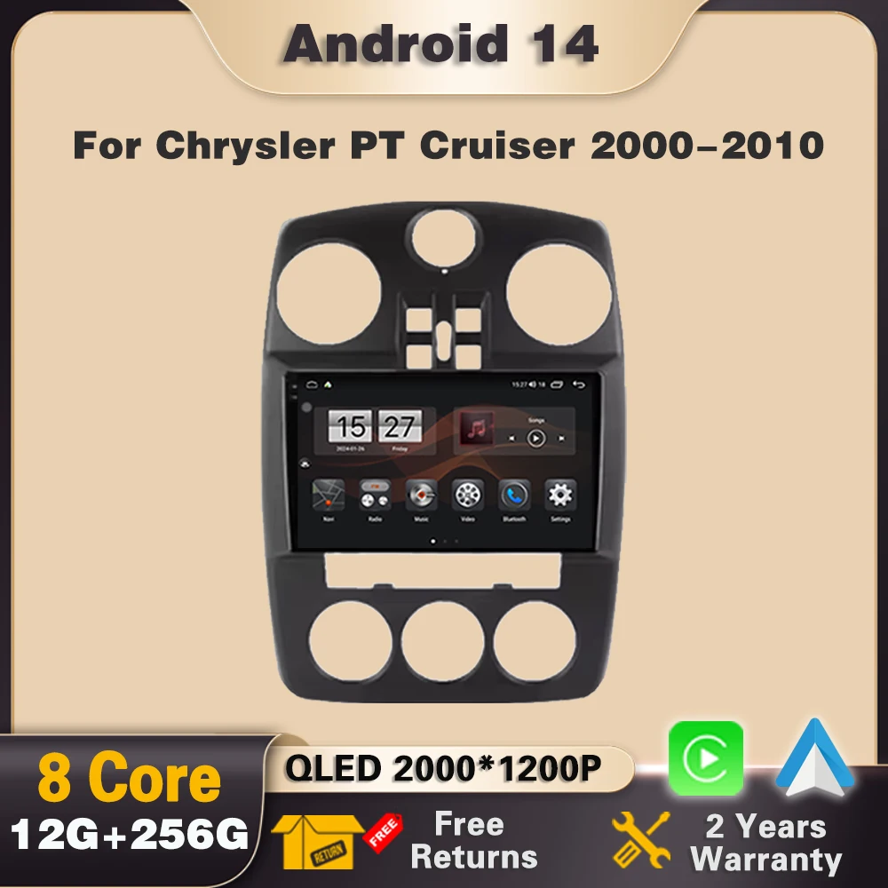 

Android 14 Car Radio For Chrysler PT Cruiser 2000-2010 Multimedia Player Auto Radio Navigation GPS Carplay 4G Stereo WiFi DSP BT