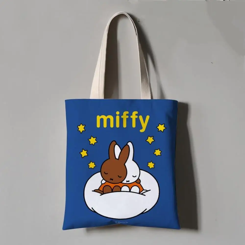 

Miffy Illustration Single-Shoulder Handbag Kawaii Simple Canvas Bag Student Shopping Large-Capacity Bag Crossbody Bag Ins Style