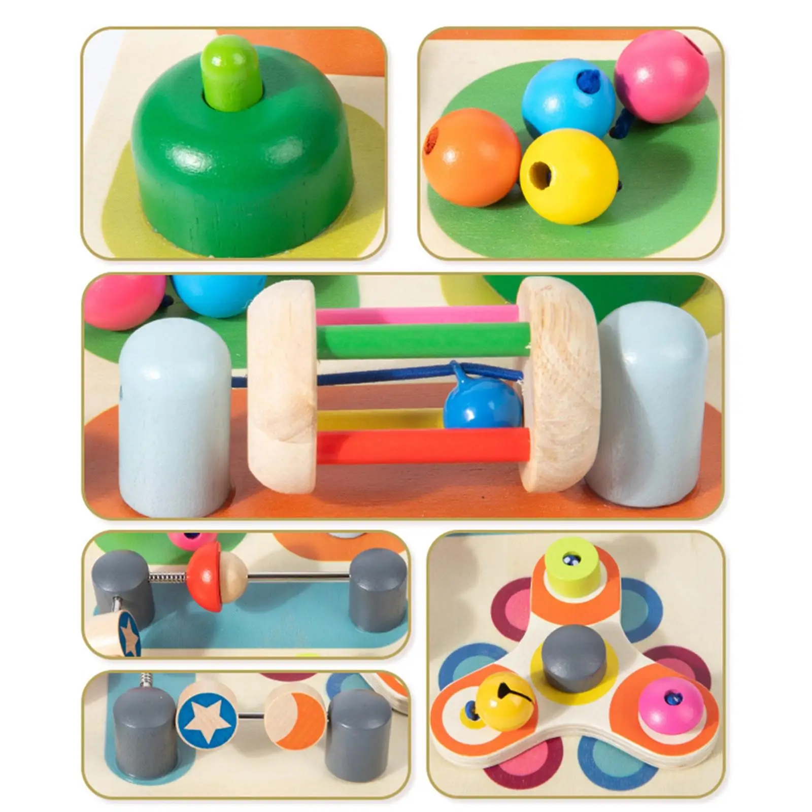 

Activity Board Multicolor Wooden Busy Board Montessori Educational Toy for Baby Cognitive Skills