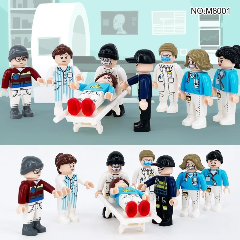 Doctor Nurse 4.5cm Playmobil Anime Figure Mini Accessory Building Blocks Parts Bricks Construction Set for Boys Educational toys