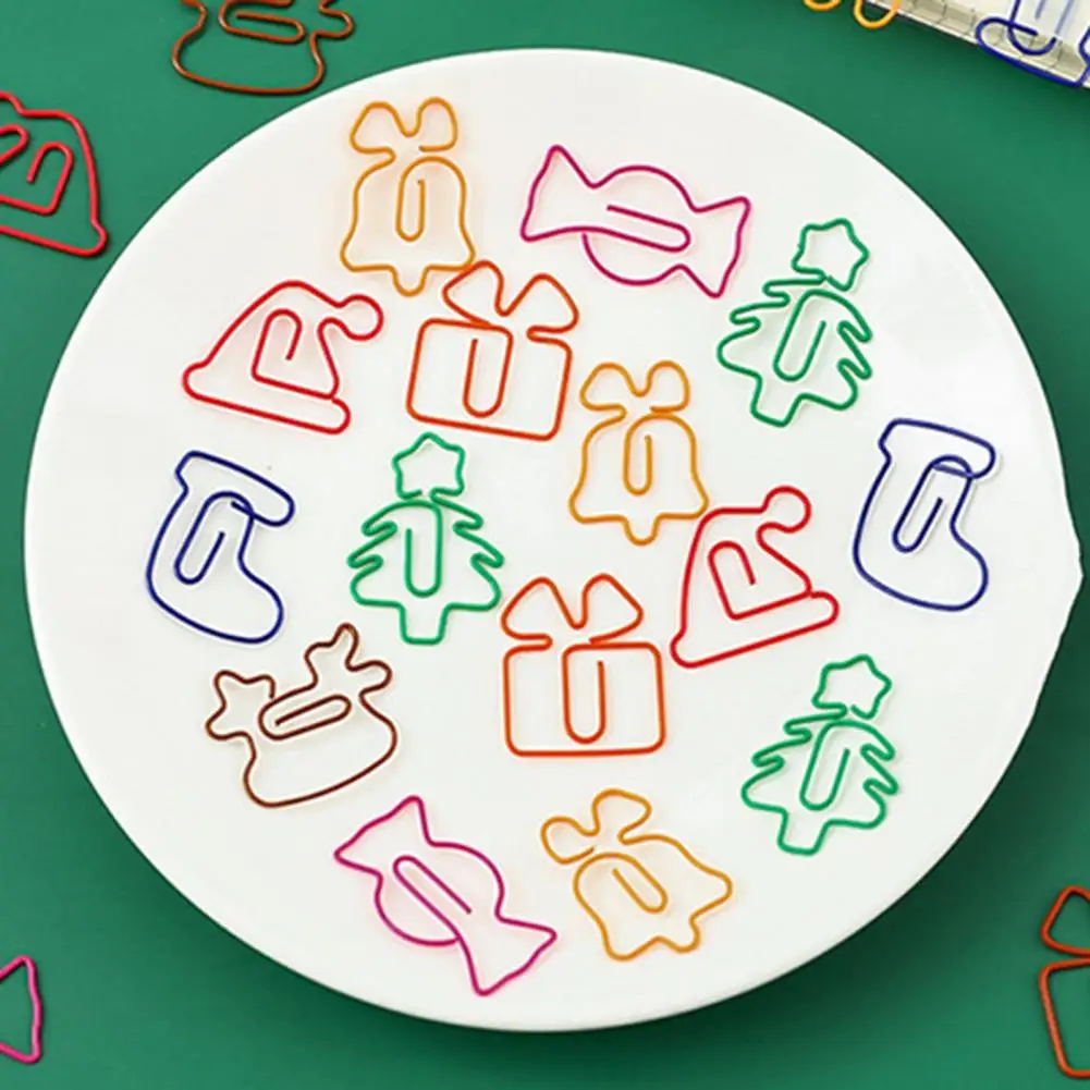 10 pezzi Clip per raccoglitori forte Clip Decor cancelleria Mini graffette natale alce fermagli per carta a forma di babbo natale forniture per ufficio