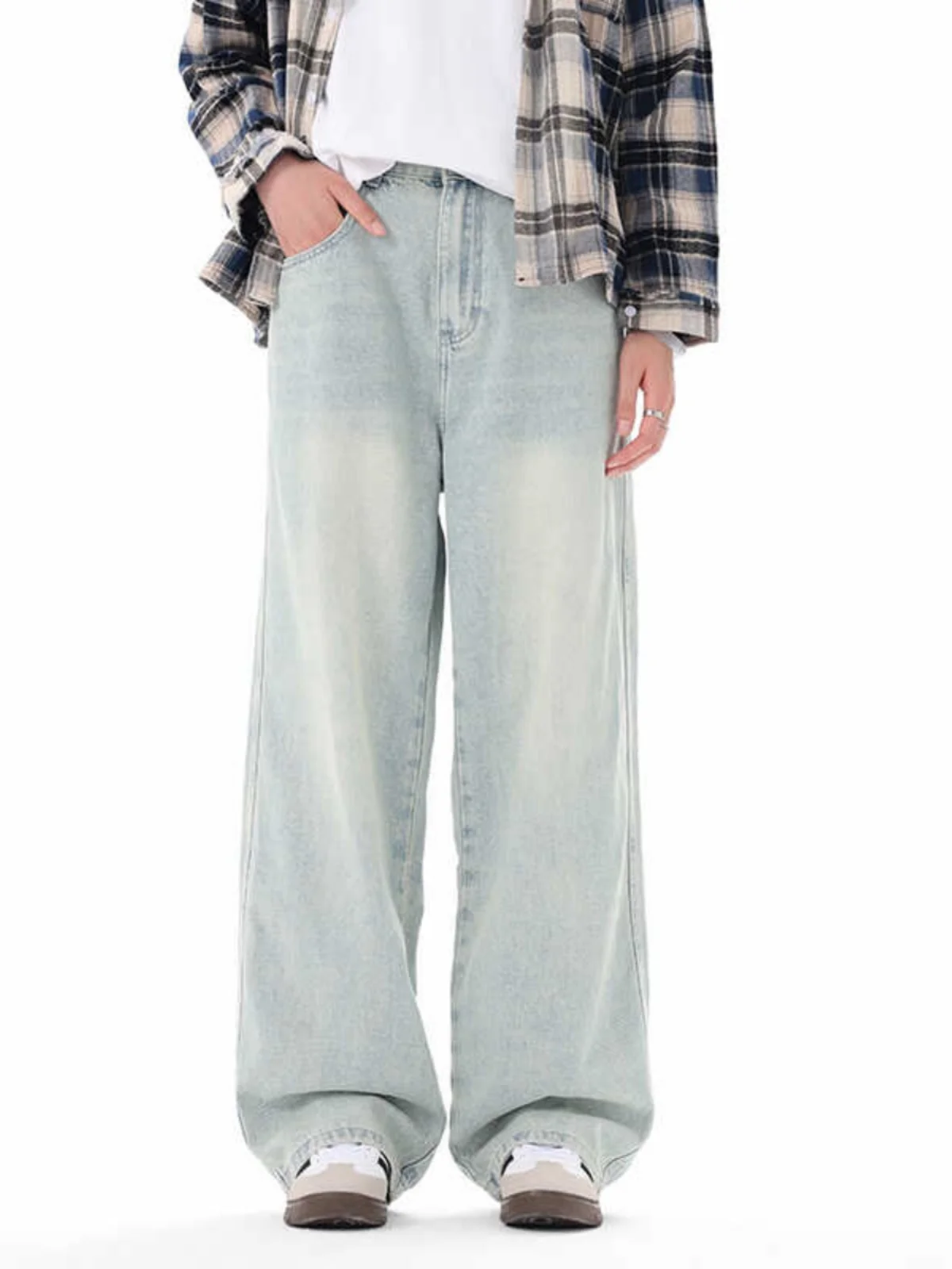 

Джинсы BGXMB свободного кроя, прямые, светло-голубые, повседневные, комфортные, винтажные, в американском стиле, для подростков