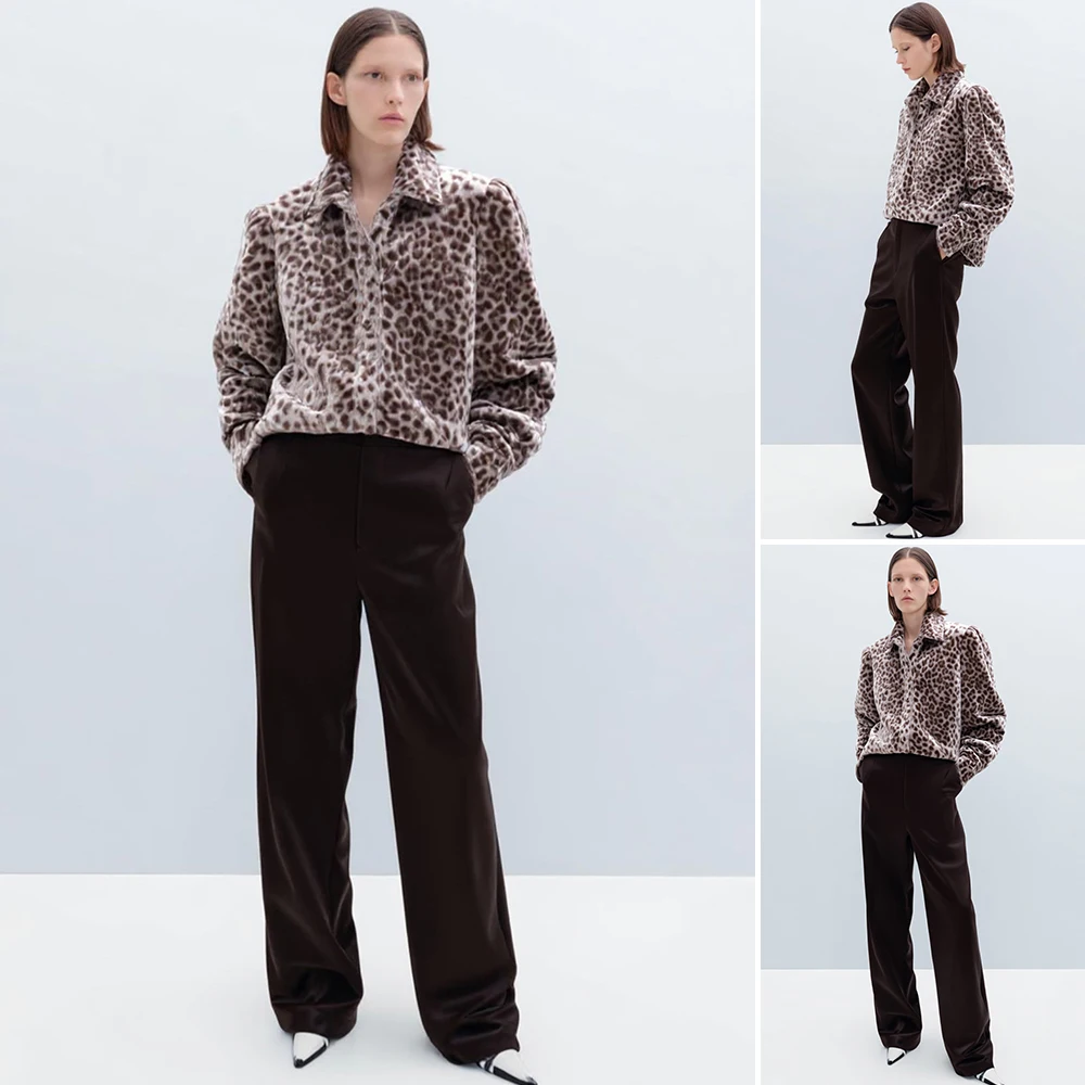 

Mia Muse Boutique женские куртки осень-зима мода 2025 леопардовый принт дикая рубашка с воротником с длинным рукавом уличные повседневные куртки