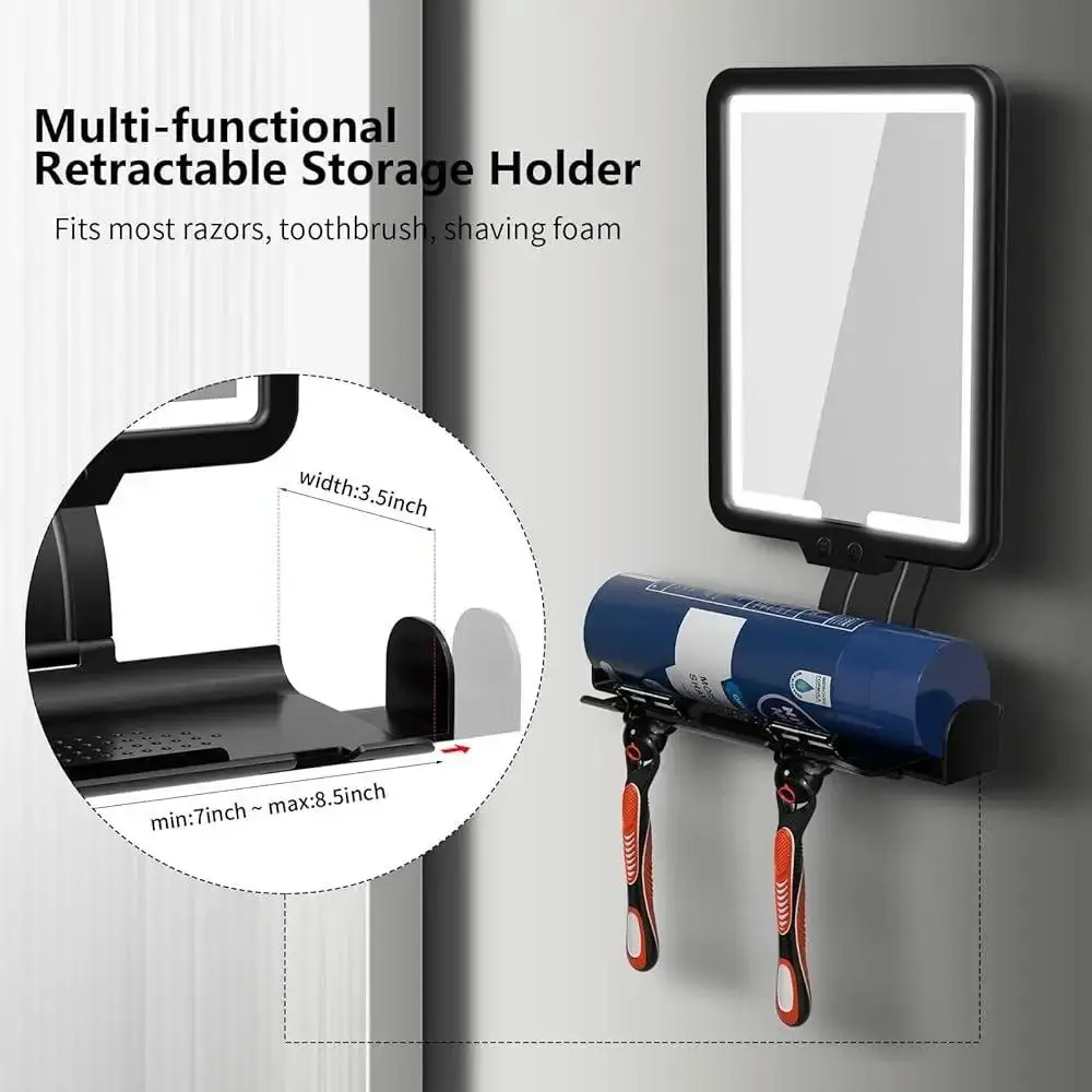 Rechargeable Battery Fogless Shower Mirror Adjustable Waterproof Wall-Mounted Mirror Wall-Mounted Convenient Anti-Fog Mirror