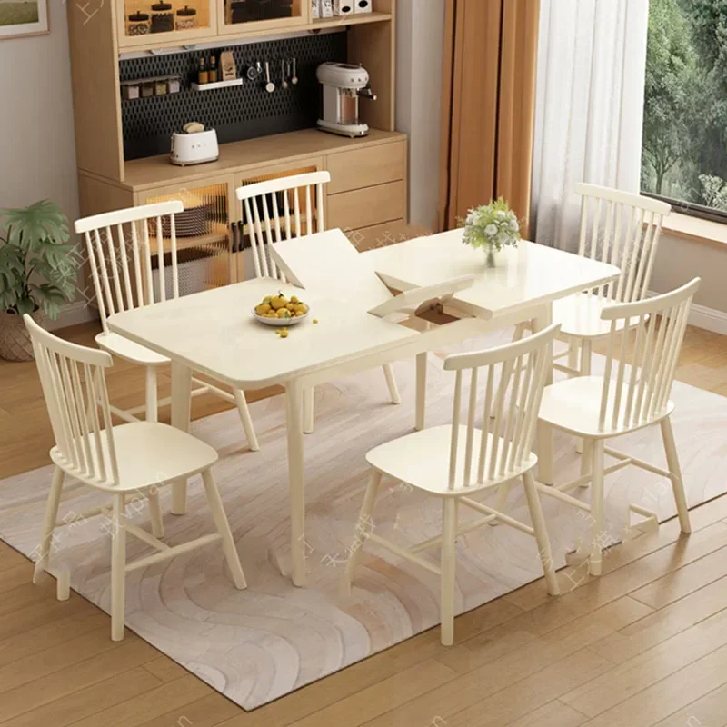 Wooden Beauty Dining Table Extendable Rectangle European Style Dining Table