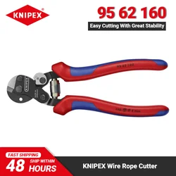 KNIPEX 95 62 160 Wire Rope Cutter 6-inch Low-weight Double-mounted Box Joint Design Cut Pliers with Opening Spring