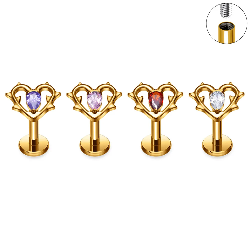 Asm f136 titânio zircão pavimentado superior labret lábio parafuso prisioneiro orelha cartilagem tragus helix piercing orelha studs confortável corpo jóias atacado