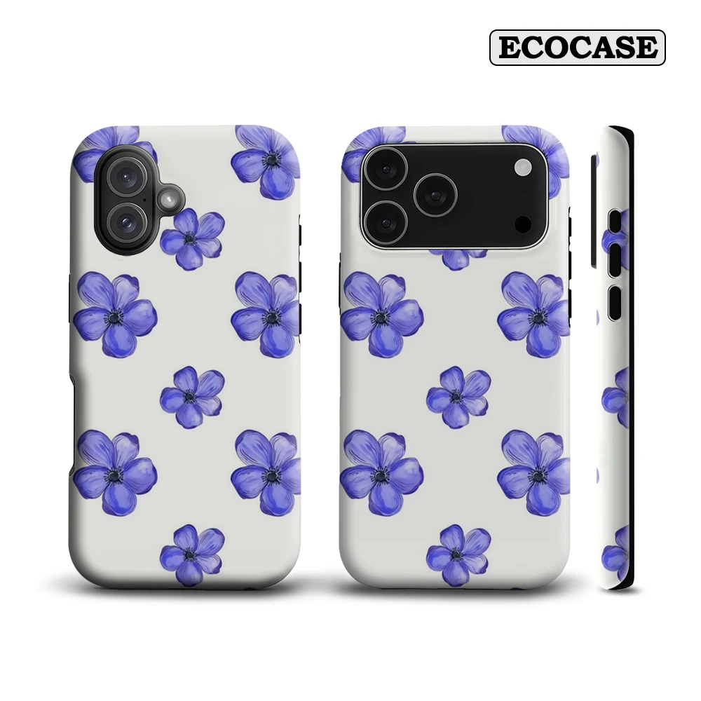 Patrón de acuarela de anémona azul IPhone17 funda de teléfono imprescindible para IPhone 17 16 15 14 13 12 Pro Max Plus contraportada de doble capa