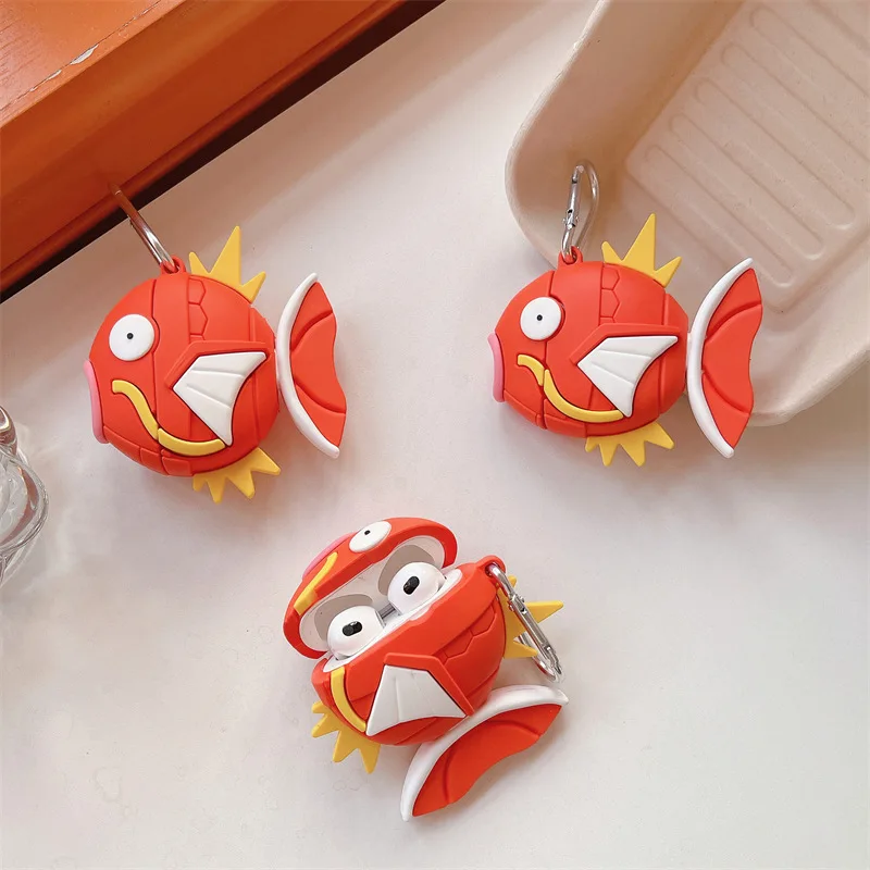 Kawaii Magikarp حقيبة سماعة الاذن ل AirPods 1/2 3 Pro الكرتون سماعة لاسلكية تعمل بالبلوتوث سماعة سيليكون واقية الملحقات