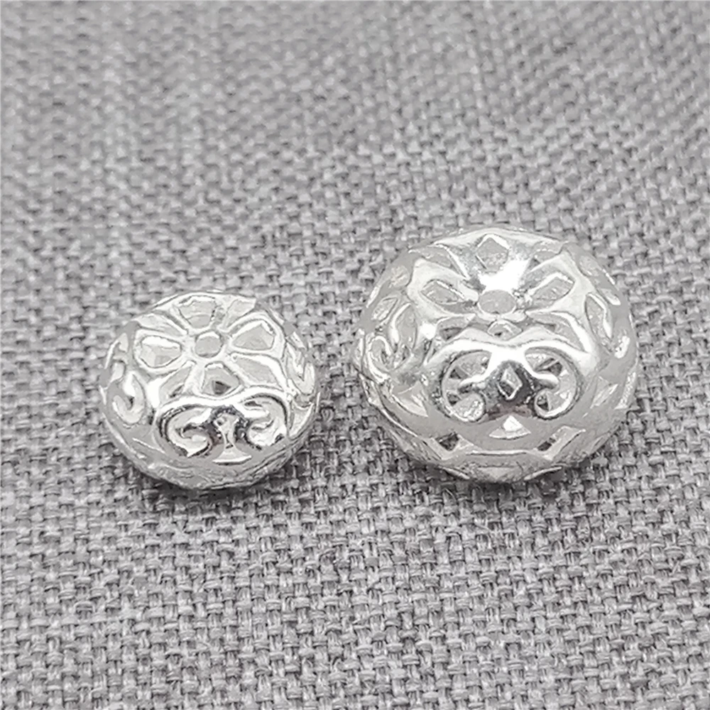 6 Sterling Silver Shiny Spiral Beads 925 Silver Flower Bracelet Spacer 8mm 10mm