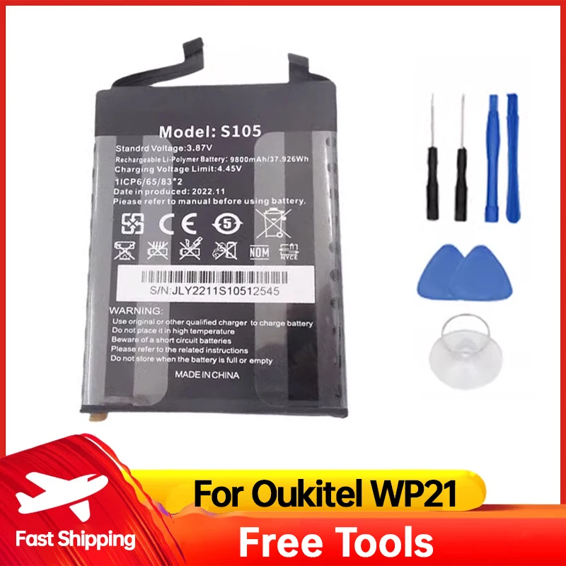 100% New Oukitel WP21 Battery 9800mAh High Capacity Li-Polymer Replacement Battery for Oukitel WP21 Ultra Battery with Free Tool