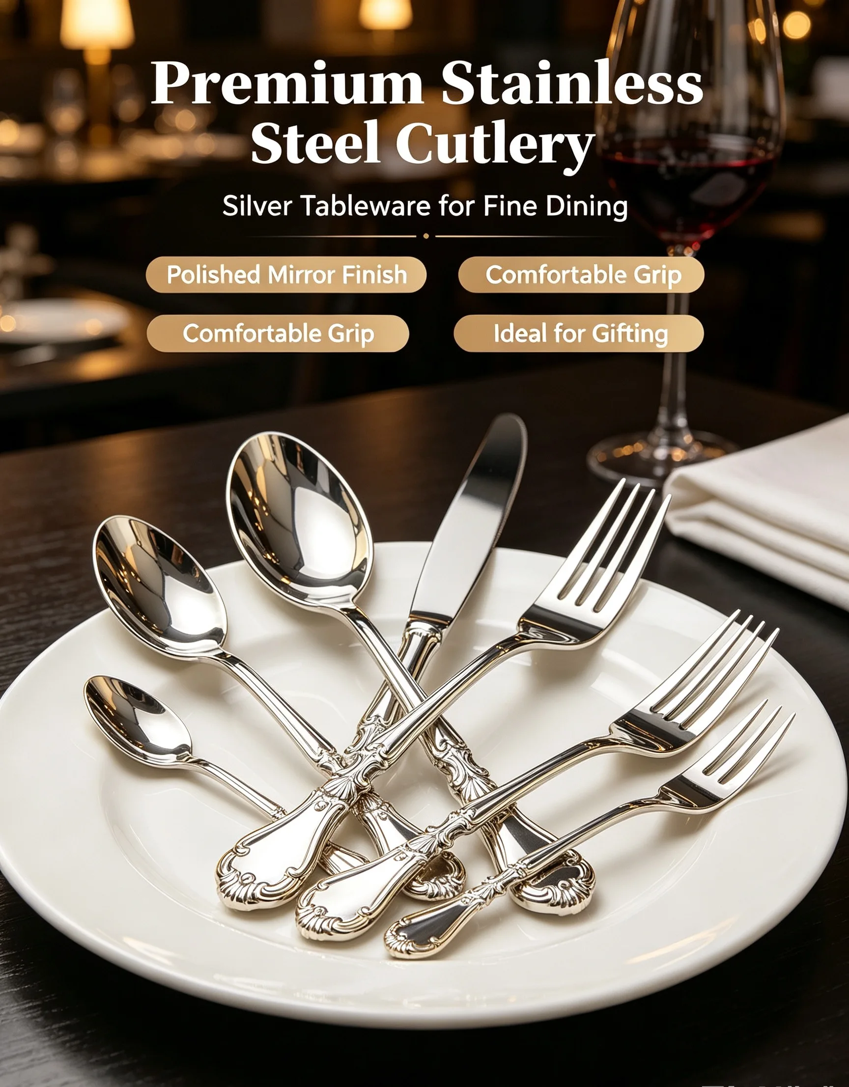 420/304 stainless Steel European-style palace handled Cutlery Set B